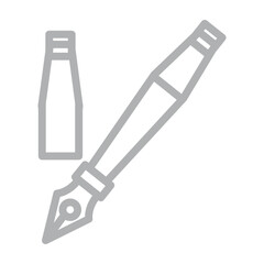 Fountain Pen Vector Line Grey Icon Design
