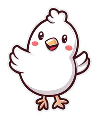 Cute chicken duck hand drawn flat stylish cartoon sticker icon