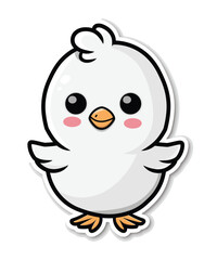 Cute chicken duck hand drawn flat stylish cartoon sticker icon