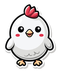 Cute chicken duck hand drawn flat stylish cartoon sticker icon