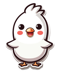 Cute chicken duck hand drawn flat stylish cartoon sticker icon