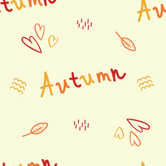 Seamless vector pattern with autumn doodle leaves and flowers