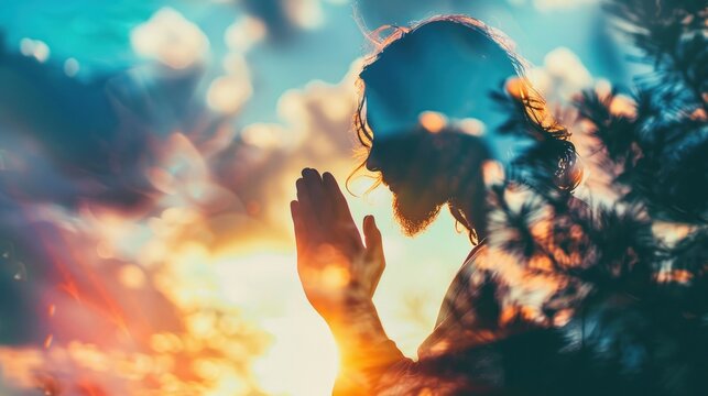 Jesus praying (close up focus on
