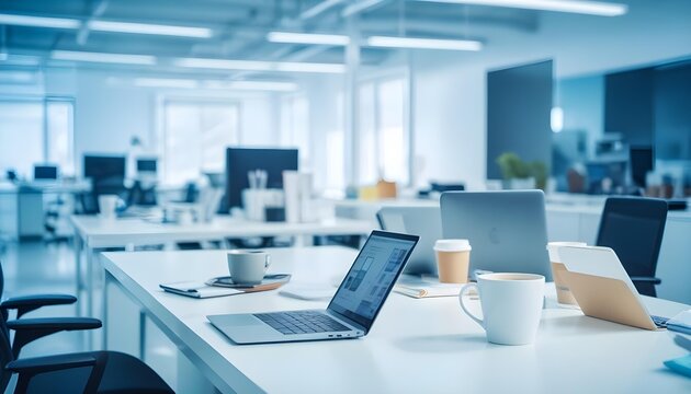 Modern office and communication network concept. Statistics of business. Management strategy.