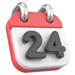 3D calendar. Day 24. Twenty-fourth day of the month. 3D illustration.