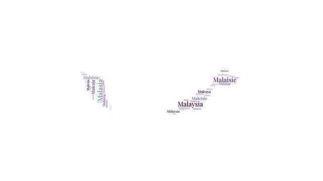 Malaysia shape words animation. Malaysia boundary filled with country names animated. Country opening, intro, presentation video.