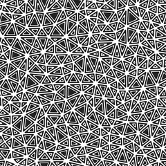 Geometric background. Rounded solid shapes in frames. Compact triangles size. Black and white style. Repeatable pattern. Awesome vector tiles. Seamless vector illustration.