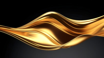 Abstract Golden Wave Flowing on Black Background