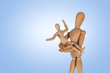Wooden puppet doll marionette family