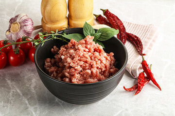 Raw minced pork uncooked meat