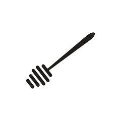 Honey dipper stick icon, Honey spoon icon in flat style