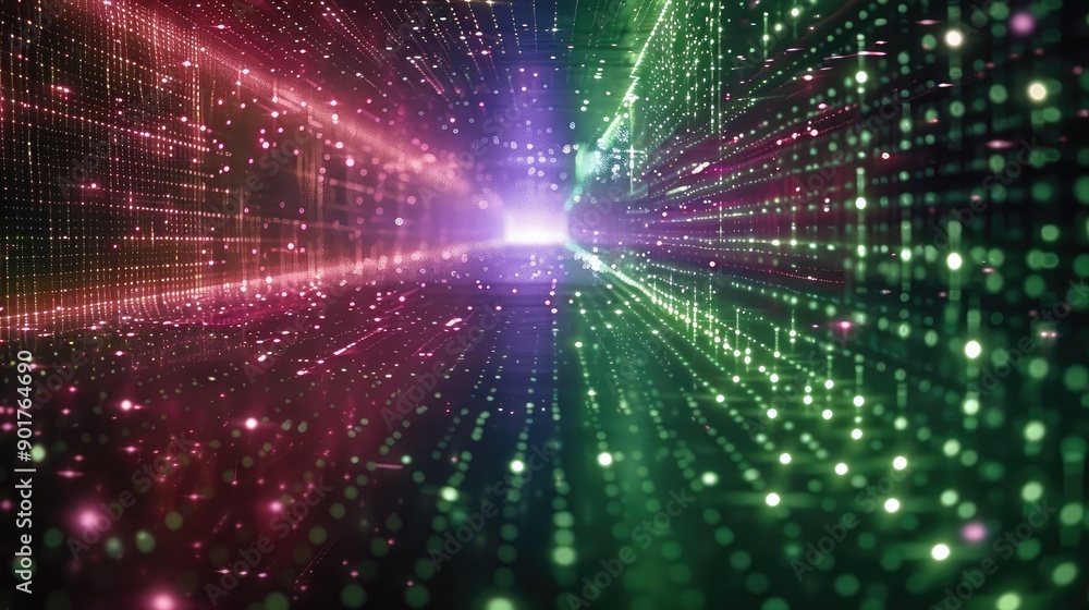 Aufkleber Holographic Interface, This background showcases a transparent holographic grid interface with virtual buttons and data streams. The grid is composed of thin. Generative AI.