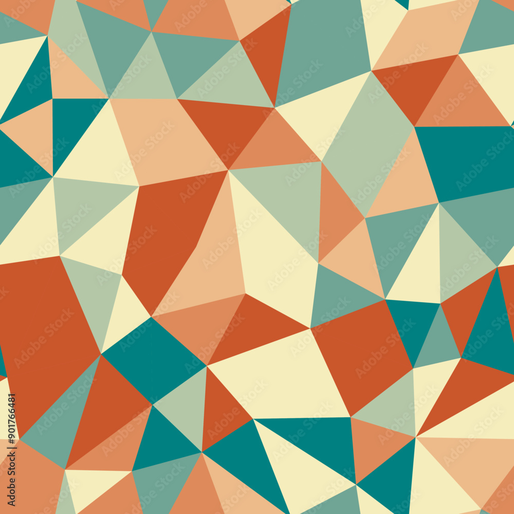 Poster triangles pattern with compact triangles in an earthen tone gradient. seamless vector illustration.