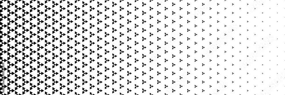 Aufkleber horizontal halftone of black three ways arrow design for pattern and background.
