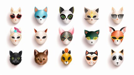 Fototapeta premium A collection of cat faces with sunglasses on them