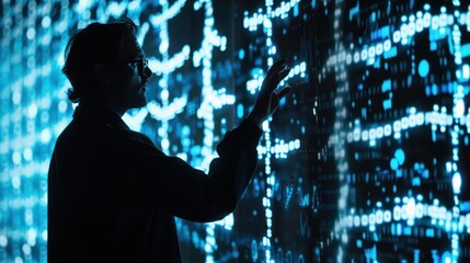 A scientist explaining bioinformatics methods