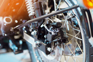 motorcycle disk brake with ABS system .selective focus