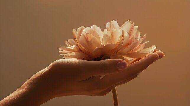 Hand Offering a Flower: A hand extending a beautiful flower, captured in a moment of giving.
