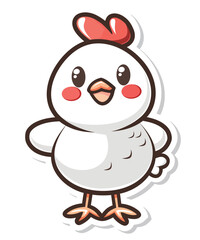 Naklejka premium Cute chicken duck hand drawn flat stylish cartoon sticker icon