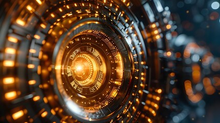 Futuristic Digital Gold Vault Interface with Sleek Black and Gold Design