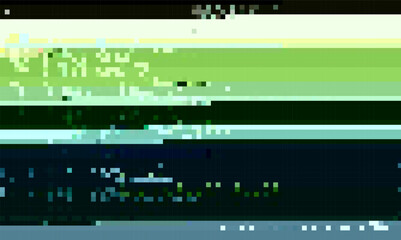 Fototapeta premium Trendy glitch pattern on dark background. Abstract geometric elements