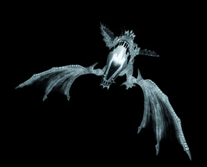 Fototapeta premium water dragon hunting attack on white background in front view
