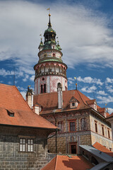 Cesky Krumlov castle, major tourist destination in south Bohemia region of Czech Republic