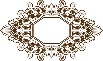 Baroque engraved. Victorian floral ornamental borders, vintage decorative frame elements. Vector illustration royal set for wedding invitation and greeting cards, ornaments romantic invitations