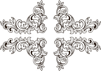 Baroque engraved. Victorian floral ornamental borders, vintage decorative frame elements. Vector illustration royal set for wedding invitation and greeting cards, ornaments romantic invitations