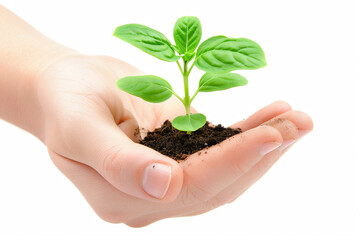 Hands gently holding a fresh sprout signify the protection of new life and ecological care.