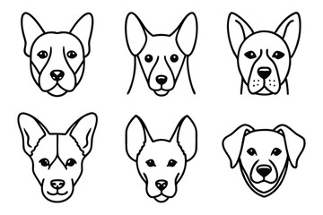 Dog head line art illustration Design