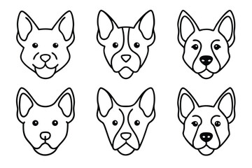 Dog head line art illustration Design
