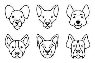 Dog head line art illustration Design
