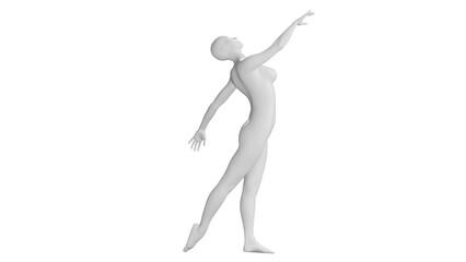 Female Mannequin in Reaching Up Pose Isolated on Transparent Background. Side View