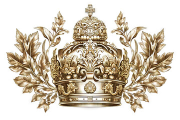 Heraldic crown element, isolated sign with retro royal ornament