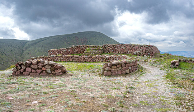 Ruins of Rumicucho, Pomasqui, Ecuador. These ruins are supposed to be remnants of the Inca civilization, which disappeared after the Spanish conquest of America. 