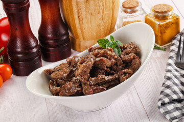 Stew beef slices with gravy