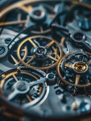 A close-up view of a watch face with intricate details and hour marks