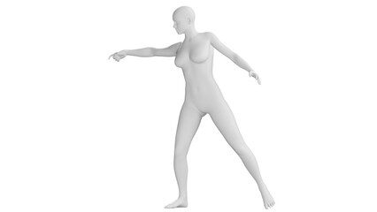 Female Mannequin in Reaching Out Pose Isolated on Transparent Background. Side View