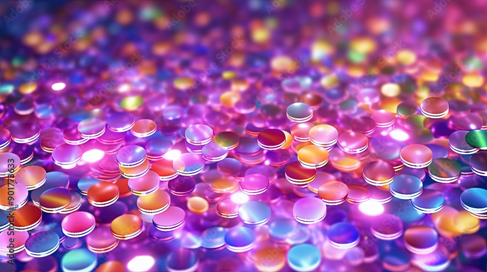 Poster abstract glitter background with rainbow colored sparkling particles