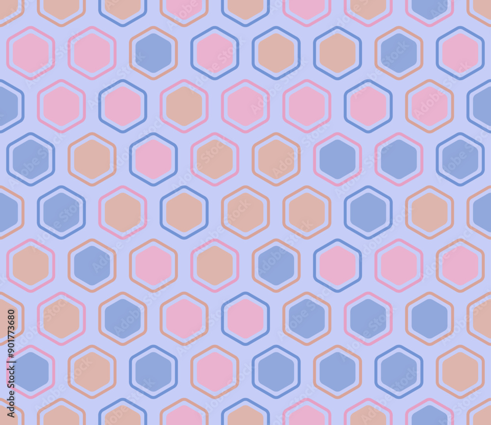 Poster abstract vector background. bold rounded hexagons mosaic cells with padding and inner solid cells. h
