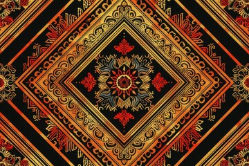 Seamless geometric ethnic asian oriental and tradition pattern design for texture and background. Silk and fabric pattern decoration for carpet, clothing, wrapping and wallpaper	
