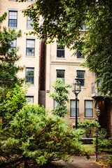 vintage street lamp in old urban city park