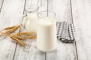 Organic milk in the glass