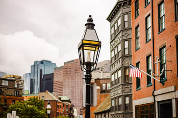 vintage street lamp in old urban city park