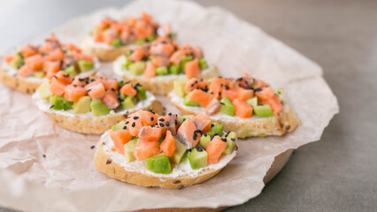 bruschetta with salmon and avocado