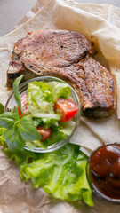 grilled steak on the bone, pub dish