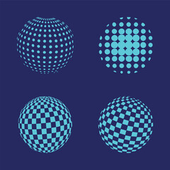 Spiral halftone 3D vector sphere. background of dots on a sphere. Shadow-enhanced logo template. 
