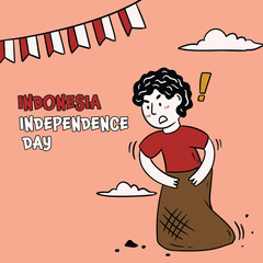 Balap karung (sack race) illustrates the fighting spirit of the participants of the August 17th competition