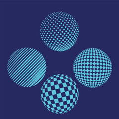 Spiral halftone 3D vector sphere. background of dots on a sphere. Shadow-enhanced logo template. 
